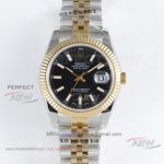 Perfect Replica Rolex Datejust 41 Swiss 2836 Black Index Dial Half Gold Jubilee Strap